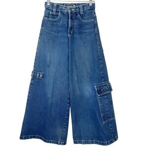 Vintage GAT 90s Rave Skater Wide Leg Cargo Denim Jeans Rare